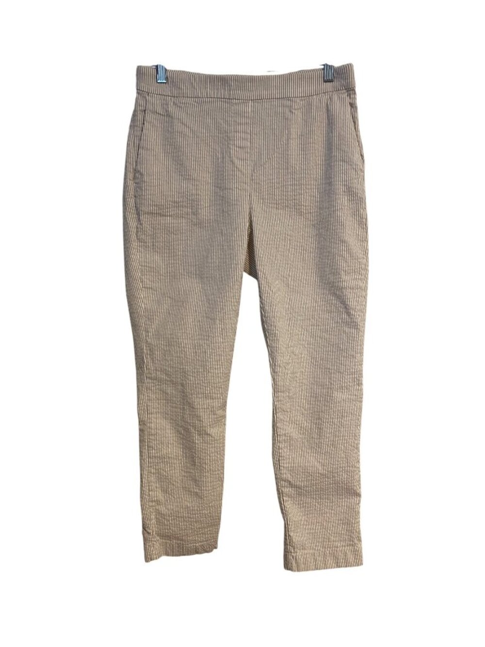 Jones & Co. New York Women's 8 Beige Ankle Pants Striped Cotton Blend Boho Comfy